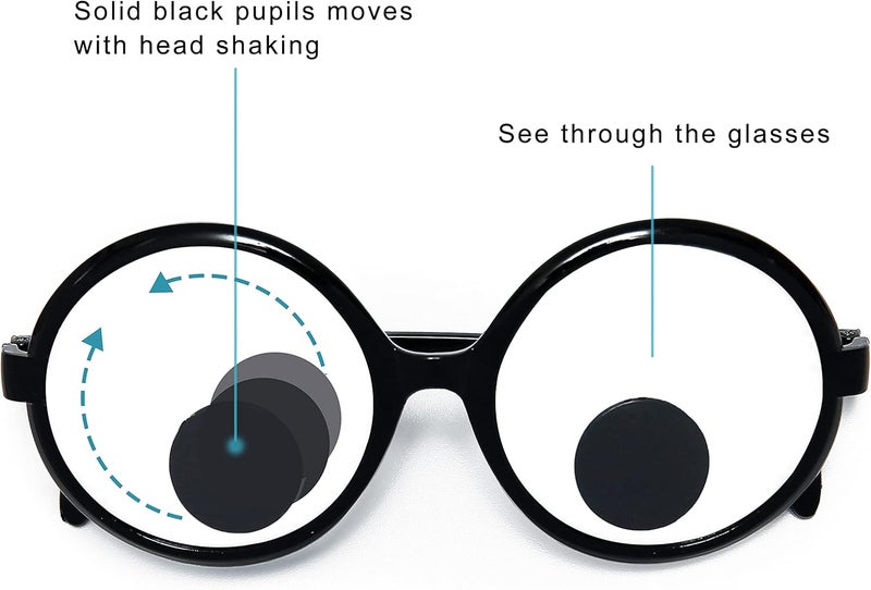 dodococa Googly Eyes Glasses Funny Shaking Costume Eye Glasses Novelty Shades Giant Googly Glasses for Adults Kids - Image 2